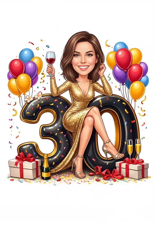 Personalised 30th birthday caricature design