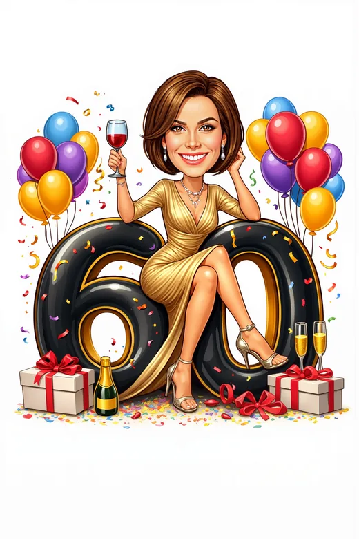 Personalised 60th birthday caricature design